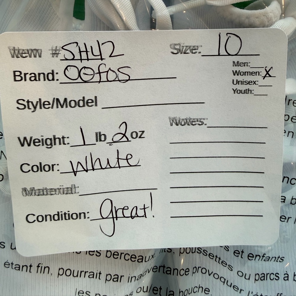 OOFOS OOmg White Recovery Sneakers Womens Size 10 Comfort Walking Shoes - Picture 6 of 6